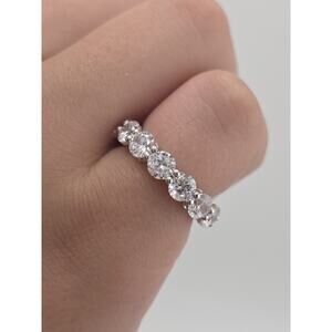 Elegant 3.85 MM Round Cubic Zirconia Stackable Eternity Band Ring Size 7